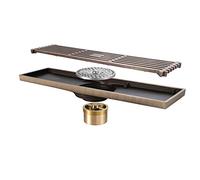 Shower Set Caniveau de Douche Bronze Drain de Plancher Laiton Rectangulaire Siphon de Sol Anti-Odeur Drain De Douche pour WC Salle de Bain Cuisine (300mm × 82mm)