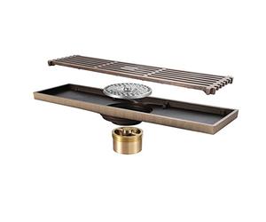 Shower Set Caniveau de Douche Bronze Drain de Plancher Laiton Rectangulaire Siphon de Sol Anti-Odeur Drain De Douche pour WC Salle de Bain Cuisine (300mm × 82mm)