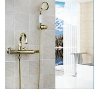 Shower Set Faucet Mixer Rain Tap Head Wall Hand Tub Mount Bathroom Sprayer Rainfall Valve Gold Finish