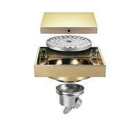 Shower Set Siphon de Sol Or Caché Drain de Plancher Carrée Laiton Caniveau de Douche Anti-Odeur Drain De Douche pour WC Salle de Bain Cuisine, 4 Pouces