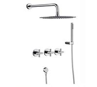 Shower System Brass Shower Faucet Set, Shower Combo Set Luxury Rain Mixer Shower with 10 inch Stainless Steel Shower Head, Handheld Shower, Embedded Box,Chrome