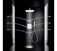 Shower System Concealed Bathroom Shower Set with Hand Shower System Thermostat 3 Function Shower Head Shower Massage 6 Side Spray in The Wall Pressurized Place Top Spray Beautiful