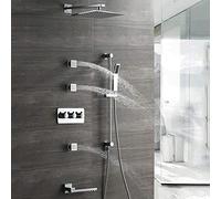 Shower System Concealed Shower Set 4 Feature Hot and Cold Wall Pressurized Square Large Top-Spray Hand Shower Lifting System 3 Side Spray Belt Hahn Beautiful Practical
