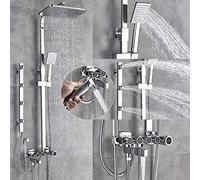 Shower System Matt Black-Chrome Shower Fitting Set 5-Way Single-Lever Mixer Made of Brass Spa Massage Jets Shower Bidet Bathtub Shower Set-Black Golden Chrome