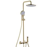 Shower System, Shower Faucet Set Wall Mounted Rain Shower Combo Set Height Adjustable Shower Set with 12 inches Rainfall Shower Head, Tub Spout, Handheld Sprayer, Bidet Spray, Grey (Borstad Guld A