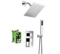 Shower System, Shower Fixtures Included 10 inches Pre-Embedded Valve Bodies Handheld Shower, Chrome Rainfall Shower System Luxury Shower Set
