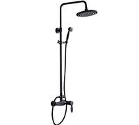 Shower System, Wall Mounted Bathroom Rainfall Nozzle Single Handle Control of Hot and Cold Water Hand Shower Head, Black Bronze Shower Set