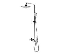 Shower System with Tub Spout Round Rainfall Shower Head System with Handheld Combo Set, Wall Mounted Shower Faucet Set Complete with Bidet Sprayer (Grey A)