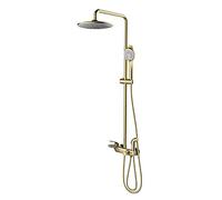 Shower System with Tub Spout Round Rainfall Shower Head System with Handheld Combo Set, Wall Mounted Shower Faucet Set Complete with Bidet Sprayer (Grey A)