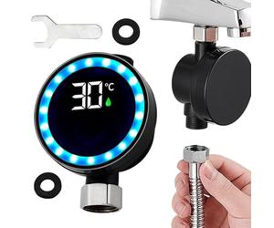 Shower Temperature Meter - 9,3 x 6,9 cm Waterproof Measuring Tool | LED Digital Display Bath Temperature Gauge | For Kids Shower Faucet Showerhead Bathroom Kitchen
