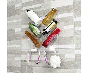 ShowerGem Étagère de Douche | Paquet de 2 | Pas de ventouses | Montage mural avec adhésif ShowerGem | Amovible sans dommage | Organisateur de salle de bain | Étagère de douche réglable | Acrylique