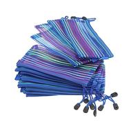 SHOWERORO 12 Pièces Pochette Rayures Arc-en-Ciel Makeup Bag Cosmetic Bag Trousse eastpack kit Voyage Make up Bag Trousse Makeup Trousse à Crayons en Nylon Pochette à Rayures colorées Blue
