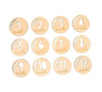 SHOWERORO 12pièces Cartes Bois De Jalons Mensuels Pour Cartes De Mémoires Décoratives Et Écologiques Pour Photos De Nourrissons Et Nouveaux-nés