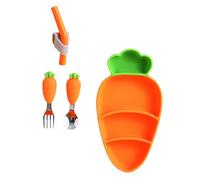 SHOWERORO 1ensemble Assiette Divisée Inoxydable Pour Repas Anti-chute Et Anti-brûlure Assiette à Compartiments Pour Tout Design Carotte Adorable