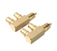 SHOWERORO 2 pièces Adaptateur RCA Cuivre Pur Répartiteur Audio Mâle à Femelles à Angle Droit Connecteur Splitter Plaqué Or pour Signaux Audio Vidéo Compatible TV et Stéréo