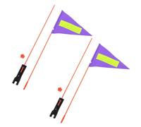 SHOWERORO 2 Pièces Drapeau de Sécurité pour Vélo Fanion Triangulaire | Pourpre, Bande Réfléchissante, Pvc Plastique Fibre de Verre, Léger, Imperméable et Résistant aux Déchirures