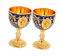 SHOWERORO 2 Pièces Gobelet Européen Doré Coupe à Boire Ciselée Vintage Tasse Cérémoniale pour Bars et Décoration Intérieure