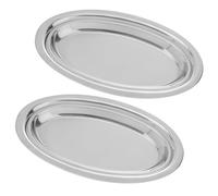 SHOWERORO 2 pièces Plateau Ovale Inox Plat de Service Polyvalent pour Fruits Pâtisseries et Cuisson Vapeur Design Élégant pour Cuisine Moderne