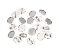 SHOWERORO 20 pièces Broche Base Inoxydable avec Plateau Accessoires Broches DIY pour Bijoux Personnalisés Épingles Sûreté Décoratives Vêtements et Cabochons pour Créations Artisanales