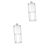 SHOWERORO 2pièces Boîte De Rangement Transparent à Deux Couches avec Couvercle pour Coton Distributeur De Cotons Tiges Et Accessoires De Maquillage