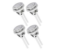 SHOWERORO 4 Pièces Bouton de Toilette à Double Pression, Bouton Auxiliaire des Toilettes, ABS Argenté Ovale 48mm pour Réservoir Standard, Double Chasse, Installation Facile