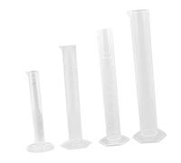 SHOWERORO 4 Pièces Cylindres à Mesurer Plastique Gradués avec Base Stable pour Transparente Résistante et Polyvalente pour Poudres et Pilules