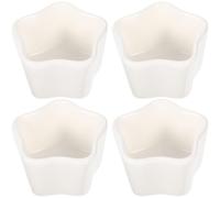 SHOWERORO 4pièces Bols à Sauce Céramique Étoiles Petits Bols à Trempette Multifonctions pour Apéritifs Sauces et Condiments Adaptés Famille et Restaurant Blanc Simple Élégant