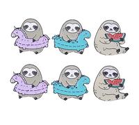 SHOWERORO 6 pièces Broches Cartoon Sloth Colorées Épingles Décoratives Amusantes pour Femme Accessoires Originaux pour Vêtements et Cardigans