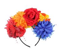 SHOWERORO Bandeau de Fleurs Noir en Polyester Imperméable, Accessoire de Cheveux Facile à Porter pour Fêtes et Mariages, Couronne de Fleurs Élégante