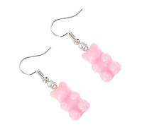 SHOWERORO Boucles D’Oreilles Pendantes en Résine pour Filles Couleur Rose Bonbon Modèle Ours Rétro Cartoon Hypoallergéniques et Légères pour Fêtes et Tenues Décontractées