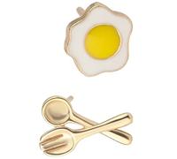 SHOWERORO Boucles Oreilles Asymétriques Femme Bijoux Oreille Drôles et Légers Design Original Œuf Accessoires Fantaisie pour Fête et Quotidien