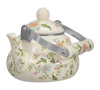 SHOWERORO Bouilloire à Thé Vintage 1,5 l En Émail Passoire, Compatible Cuisinière Gaz Induction Électrique, Bouilloire à Usage Quotidien Pour Maison Hôtel Bureau