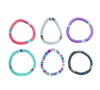 SHOWERORO Bracelet Argile Polymère Coloré Bracelet Amitié Bohème pour Couple Corde à Main Étanche et Résistante Décoloration Cadeau Femmes et Filles