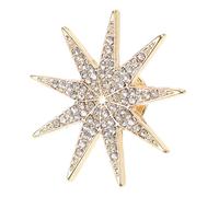 SHOWERORO Broche Rétro en Alliage Doré à Six Branches de Cristaux, Épingle Décorative pour Veste et Paquet à Dos, Accessoire Femme Vintage Adapté aux Tenues Formelles, Taille Moyenne