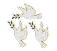 SHOWERORO Broche Symbole De Paix En Métal 3 Pièces, Épingle Oiseau, Accessoire Femme Élégante Pour Robe Et Costume, Design Rameau D'olivier, Bijou De Revers Polyvalent