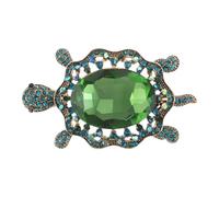 SHOWERORO Broche tortue pour femme : jolie broche tortue de dessin animé - alliage de zinc, strass, bijoux animaux, épingle à revers pour vêtements, sac à dos, accessoires de fête
