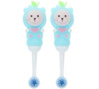 SHOWERORO Brosses à Dents Lot de 2 en Silicone Souple pour Garçon et Filles Ours Soin Doux des Dents et Gencives de 0 à 9 Adaptées aux Tout-petits