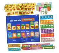 SHOWERORO Calendrier Éducatif Mural Hebdomadaire avec Pochette Transparente et Cartes Illustrées Outil Pédagogique pour Garçon Fille Maternelle et Sac de Rangement Pratique avec Œillets