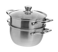 SHOWERORO Casserole Vapeur Inox Double Marmite Cuisson Rapide Avec Couvercle Haut Panier Superposable Pour Cuisine Et Gain De Place