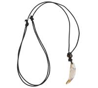 SHOWERORO Collier pour Usage Quotidien et Soirées pour Femmes et Hommes Style Unique Polyvalent Beige en Acrylique Pendentif Dent Bijou Rétro Confortable Symbole de Force