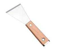 SHOWERORO Couteau à Mastic Grattoir Poli Solide Manche en Bois Massif Biseauté en Acier Inoxydable pour Enlever Colle et Enduit, pour Nettoyage Intérieur