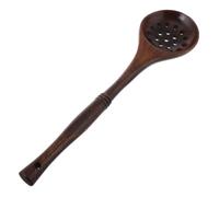 SHOWERORO Cuillère Passoire en Bois Marron à Long Manche, Écumoire Profonde pour Servir Pâtes et Riz, Ustensile Cuisine Solide Qui Ne Raye Pas Casseroles