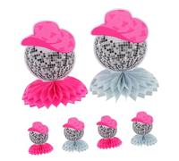 SHOWERORO Décorations De Fête Boules Disco en Nid d'abeille Rose Rétro 6 Pièces en Papier Résistant Centre De Table Cowboy pour Anniversaire Et Baby Shower Thème Disco