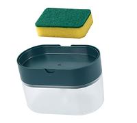 SHOWERORO Distributeur de Savonnette à Pression 400 Ml en Plastique Abs Vert Nordique Éponge Intégrée, Doseur Anti-goutte Cuisine et Lavage de Vaisselle, Système Automatique à Pompe