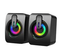 SHOWERORO Enceintes USB Filaires pour PC et Laptop avec Subwoofer Éclairage RGB Omnidirectionnel Haut-parleurs Gaming Portables pour Bureau et Maison