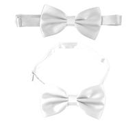 SHOWERORO Ensemble Nœud en Satin Blanc Pré-noué Comprenant 3 Pièces pour Homme Ceinture de Smoking à 4 Plis, et Mouchoir Assorti pour Tenue Formelle Élégante