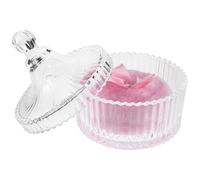 SHOWERORO Houppette de Poudre Rose Oversize en Polyester Doux avec Nœud Décoratif, Applicateur de Poudre Corps la Fécule de Maïs, Contenant en Verre Élégant