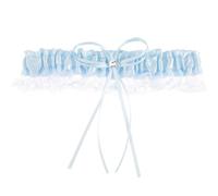 SHOWERORO Jarretière en Dentelle Bleue avec Nœud pour Mariée, Accessoire de Jambe Confortable Idéal pour Réceptions et Cérémonies