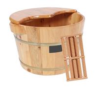 SHOWERORO Lavabo Pratique Maison en Bois Épais Couvercle et Masseur, Bassin de Trempage des Pieds Isolant, Grosse Capacité pour Détente et Soins