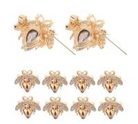 SHOWERORO Lot de 10 broches abeille scintillantes : élégantes broches rétro en métal pour filles et femmes - épingles à revers en strass pour chemises, sacs à dos et décorations de fêtes